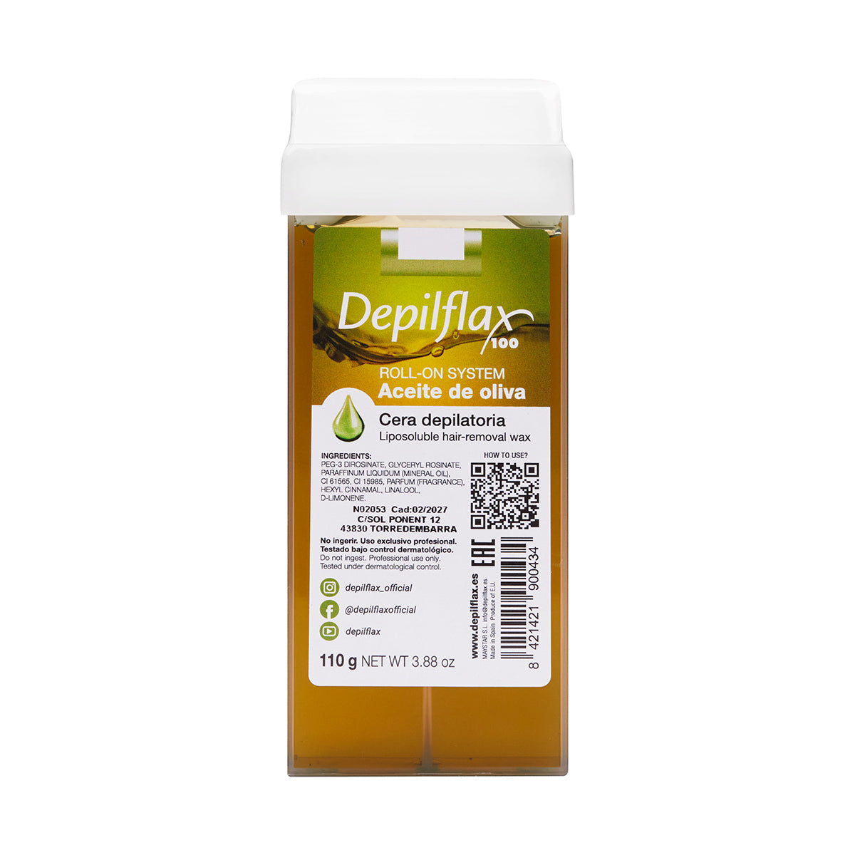 Depilflax 100 cera depilatoria a rullo oliva 110g
