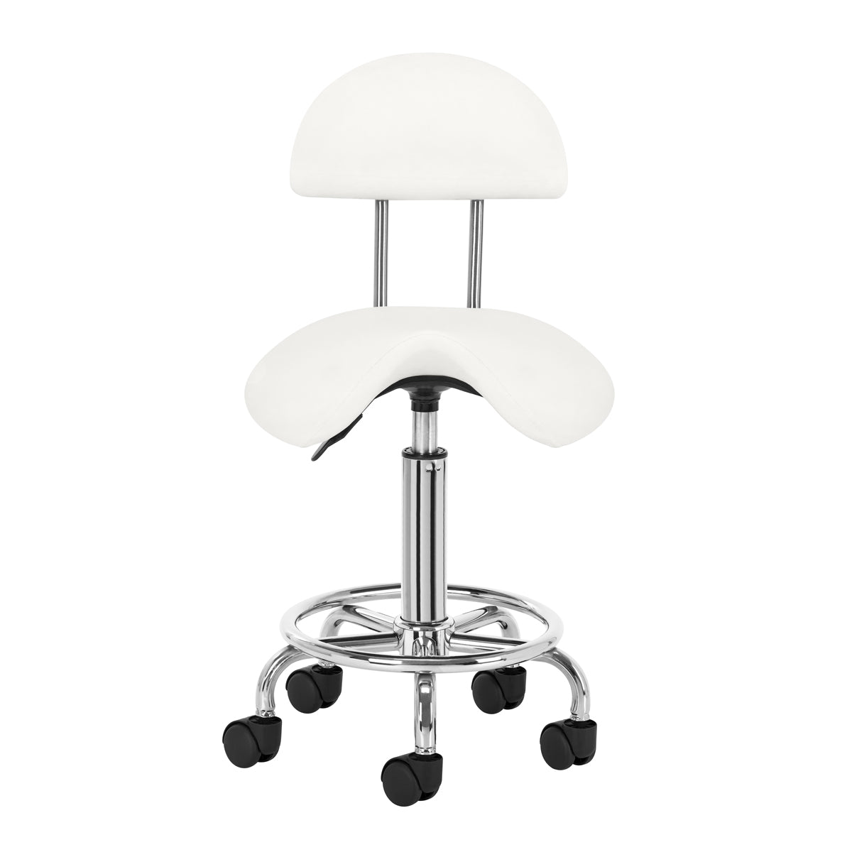 Sgabello Ergonomico con Ruote e Schienale 6001 Bianco
