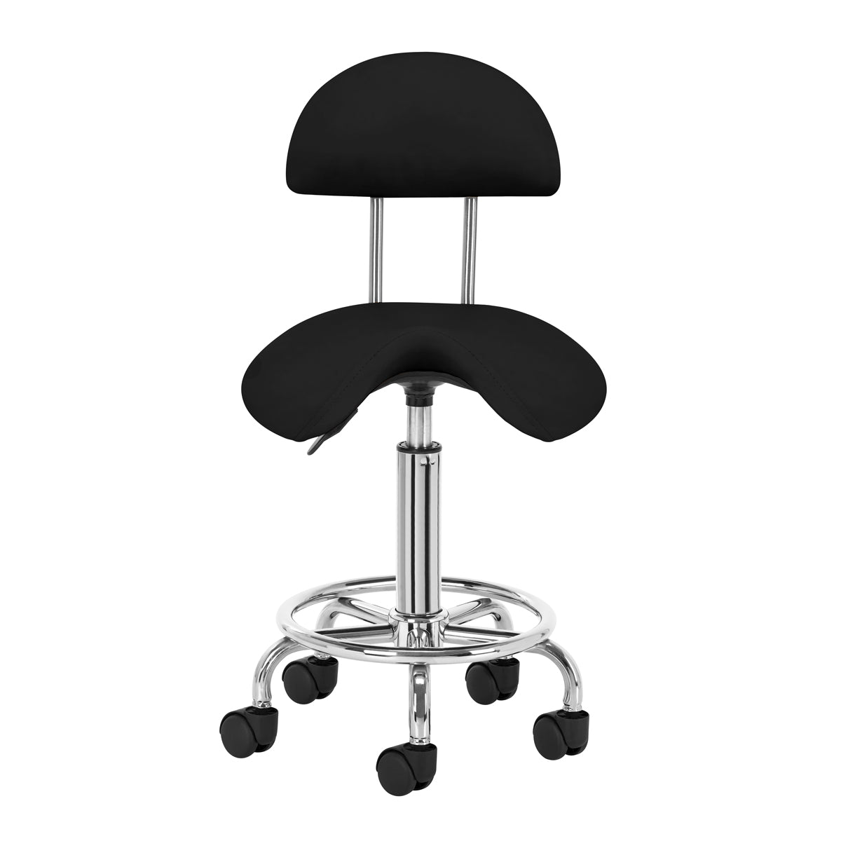 Sgabello Ergonomico con Ruote e Schienale 6001 Nero