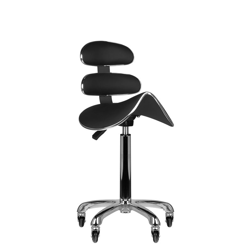 Sgabello Regolabile con Ruote a Sella Eco Pelle AM-880 Nero