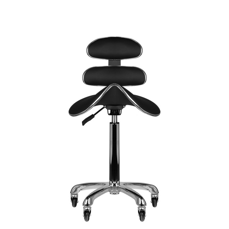 Sgabello Regolabile con Ruote a Sella Eco Pelle AM-880 Nero