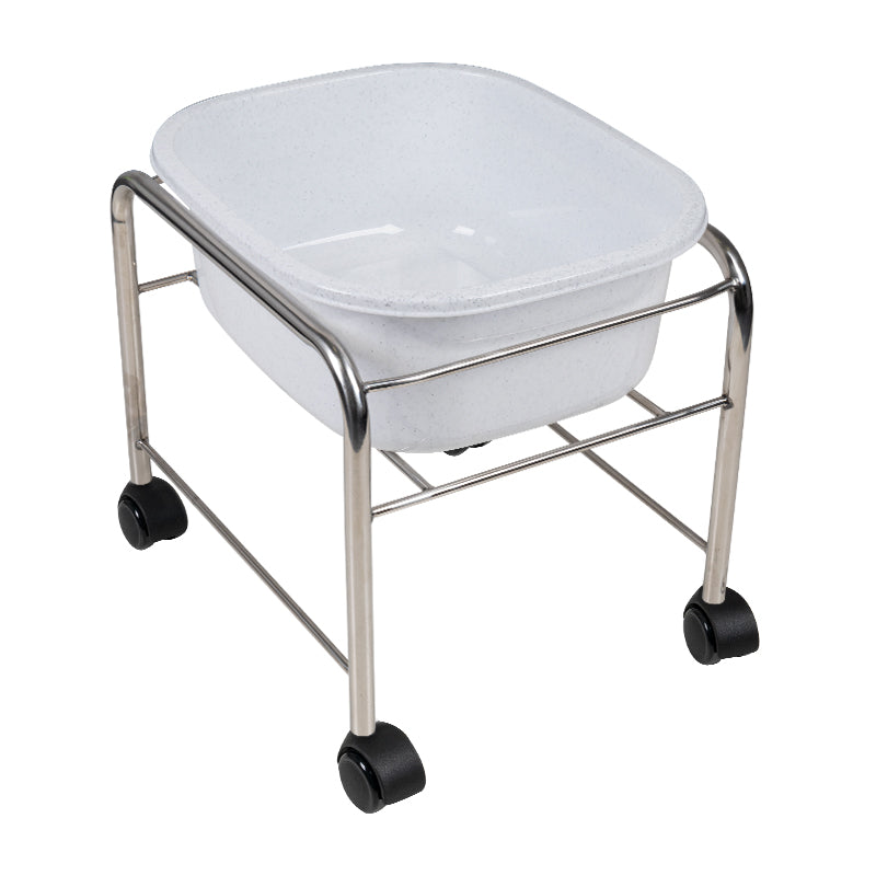 Vassoio per pedicure dritto con ruote cromate