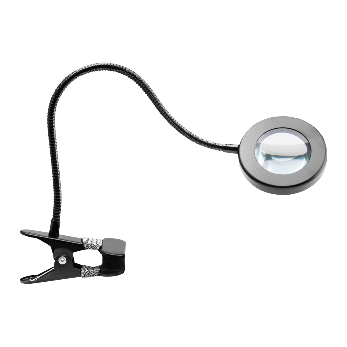 Lampada con Lente LED 5D a Morsetto USB con Collo d’Oca Nera