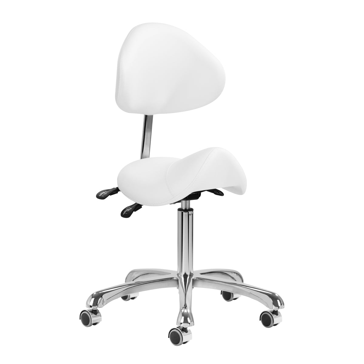 Sgabello Ergonomico Regolabile con Ruote e Schienale Giovanni 1004 Bianco