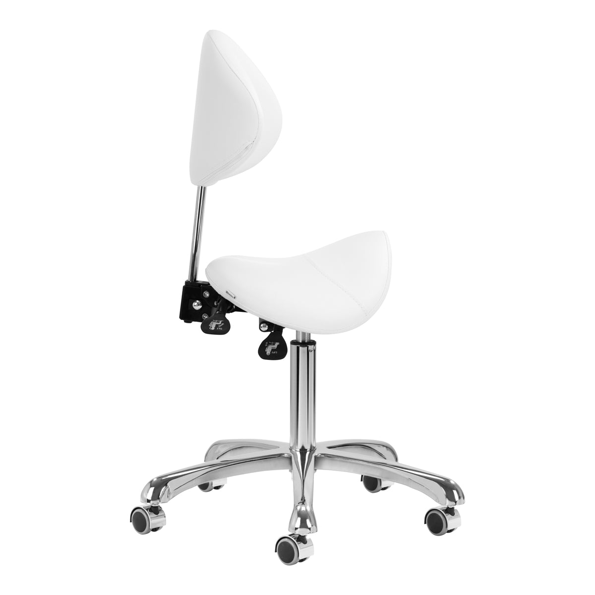 Sgabello Ergonomico Regolabile con Ruote e Schienale Giovanni 1004 Bianco