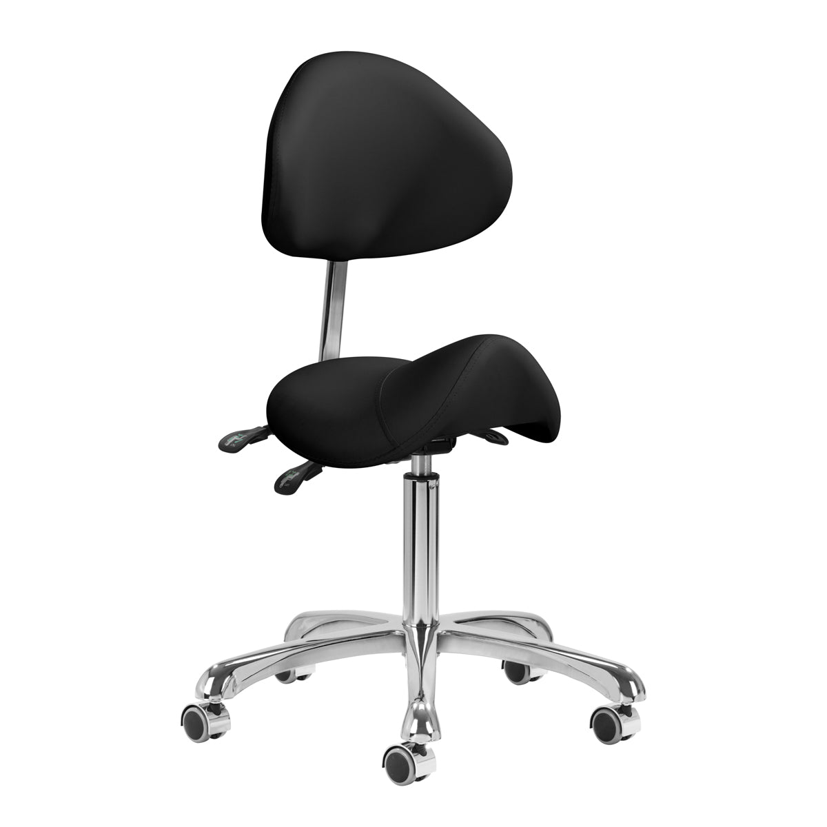 Sgabello Ergonomico Regolabile con Ruote e Schienale Giovanni 1004 Nero