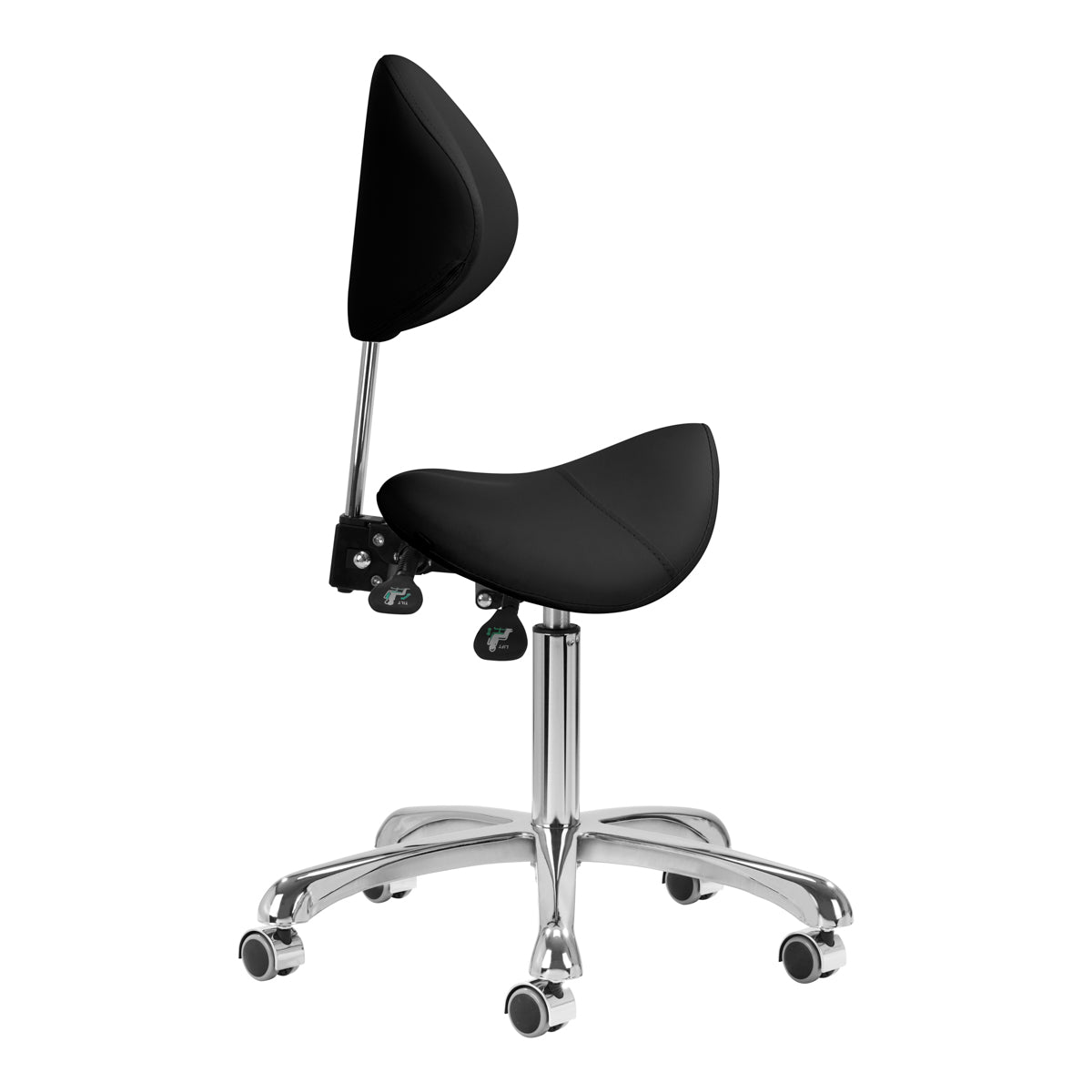 Sgabello Ergonomico Regolabile con Ruote e Schienale Giovanni 1004 Nero