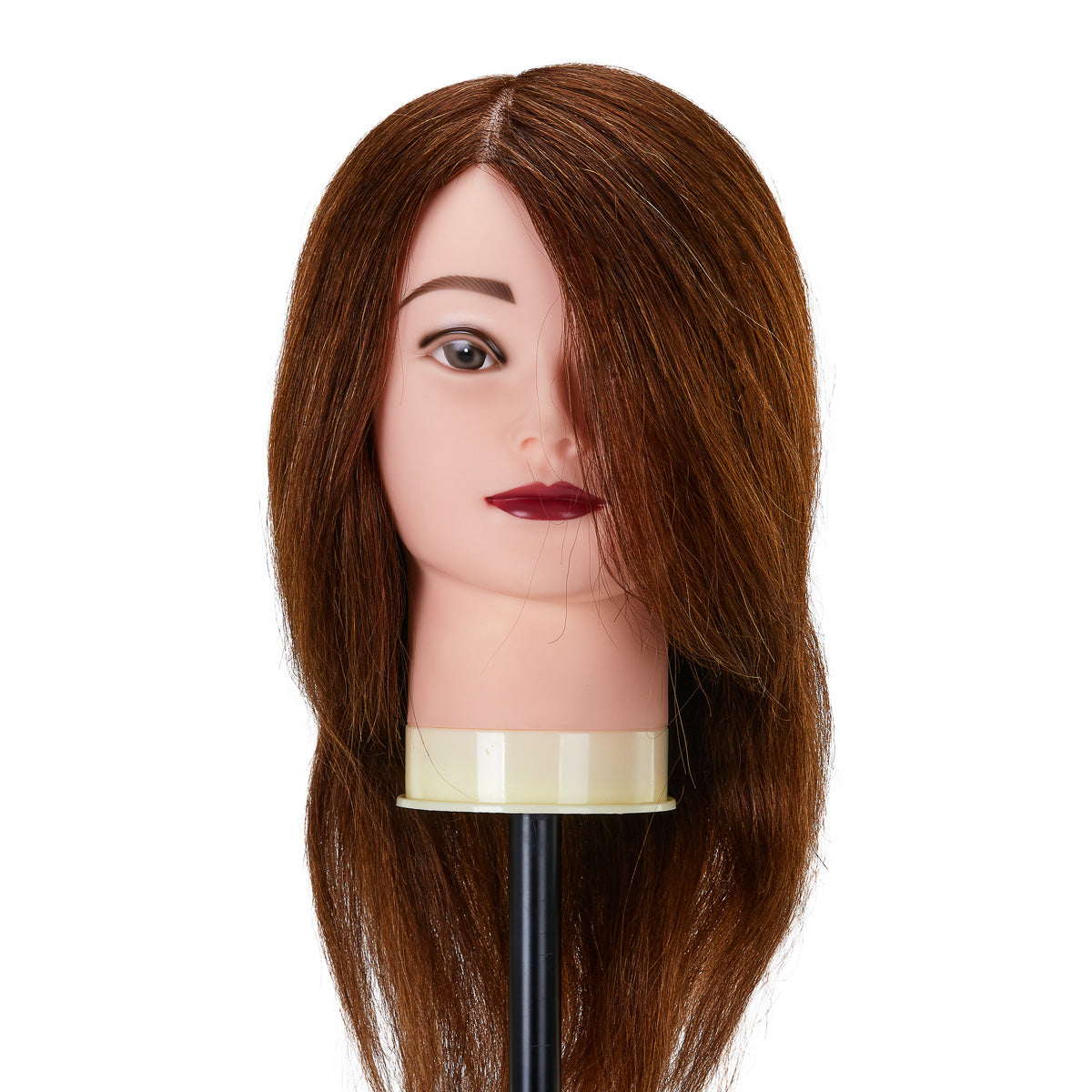 Testa di allenamento per parrucchieri Gabbiano WZ1, capelli naturali, colore 4#, lunghezza 16"