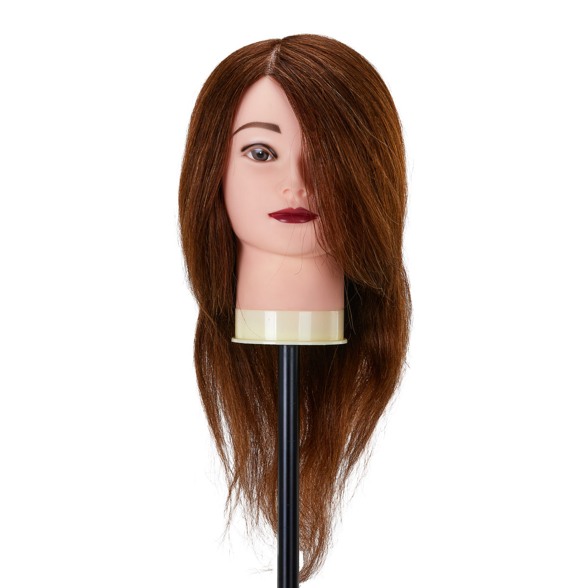Testa di allenamento per parrucchieri Gabbiano WZ1, capelli naturali, colore 4#, lunghezza 16"