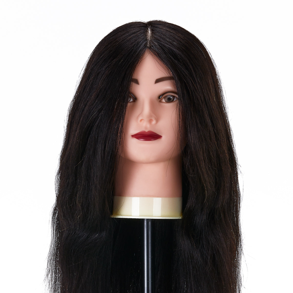 Testa di allenamento per parrucchieri Gabbiano WZ1, capelli naturali, colore 1#, lunghezza 20"