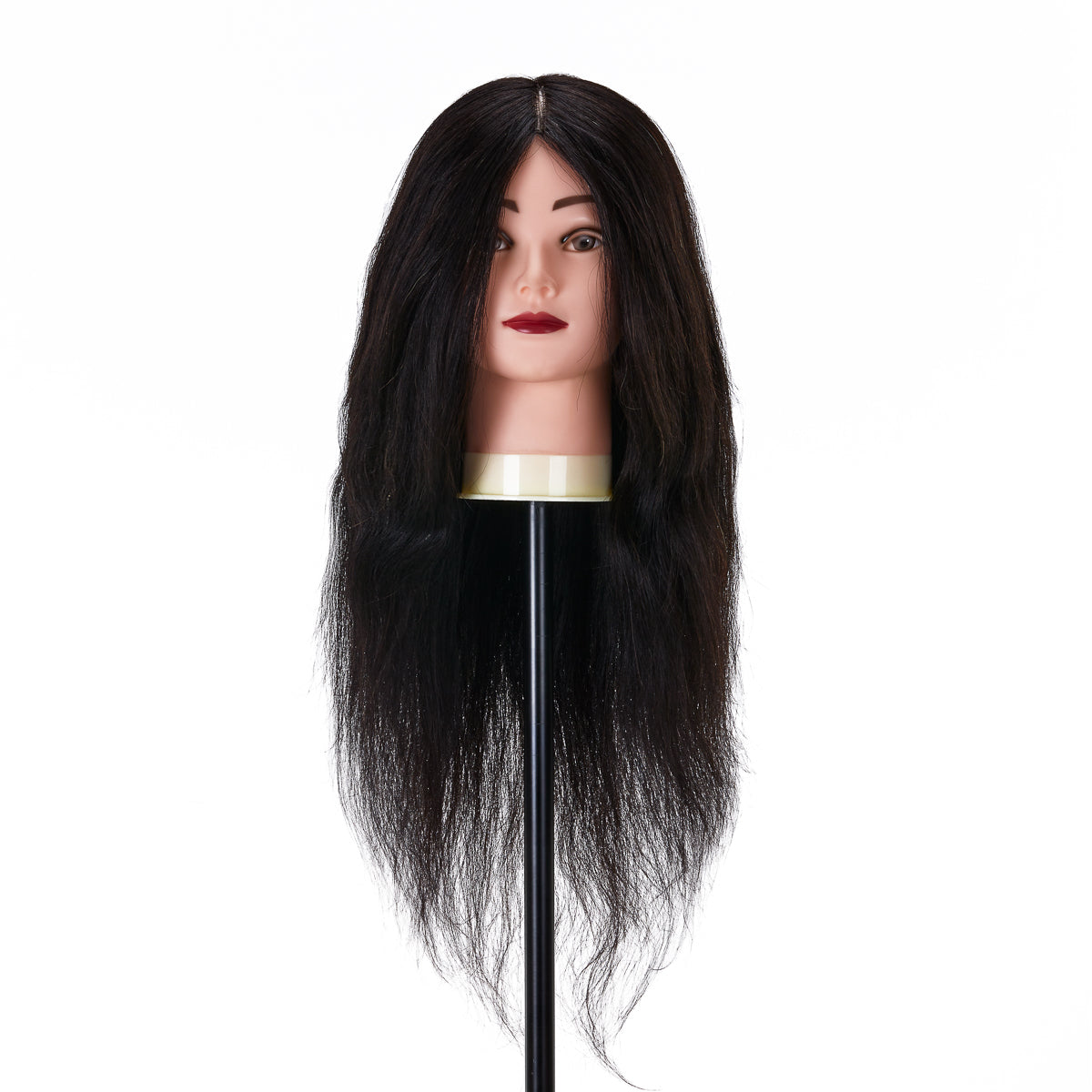 Testa di allenamento per parrucchieri Gabbiano WZ1, capelli naturali, colore 1#, lunghezza 20"
