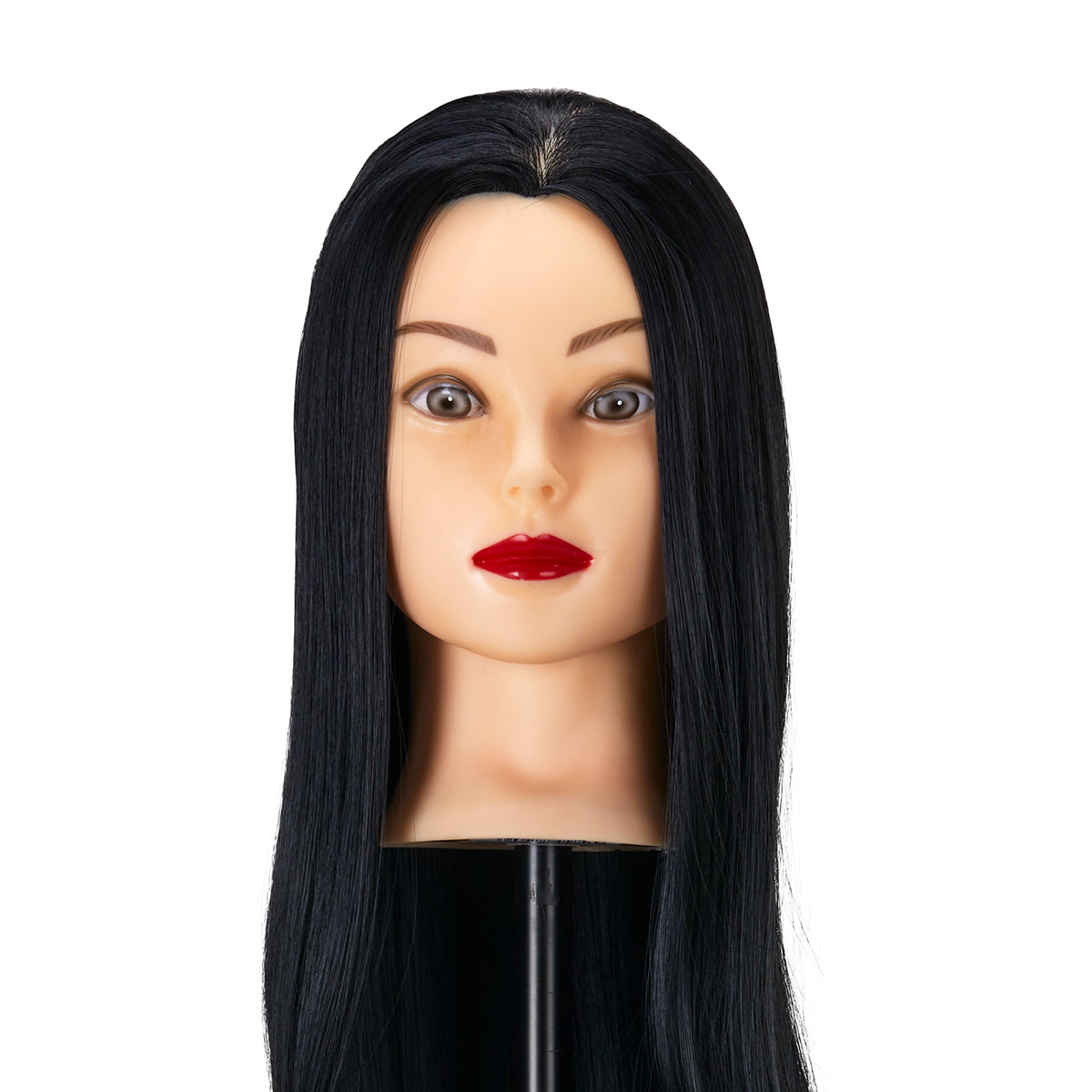 Testa di allenamento per parrucchieri Gabbiano WZ2, capelli sintetici, colore 1#, lunghezza 24"