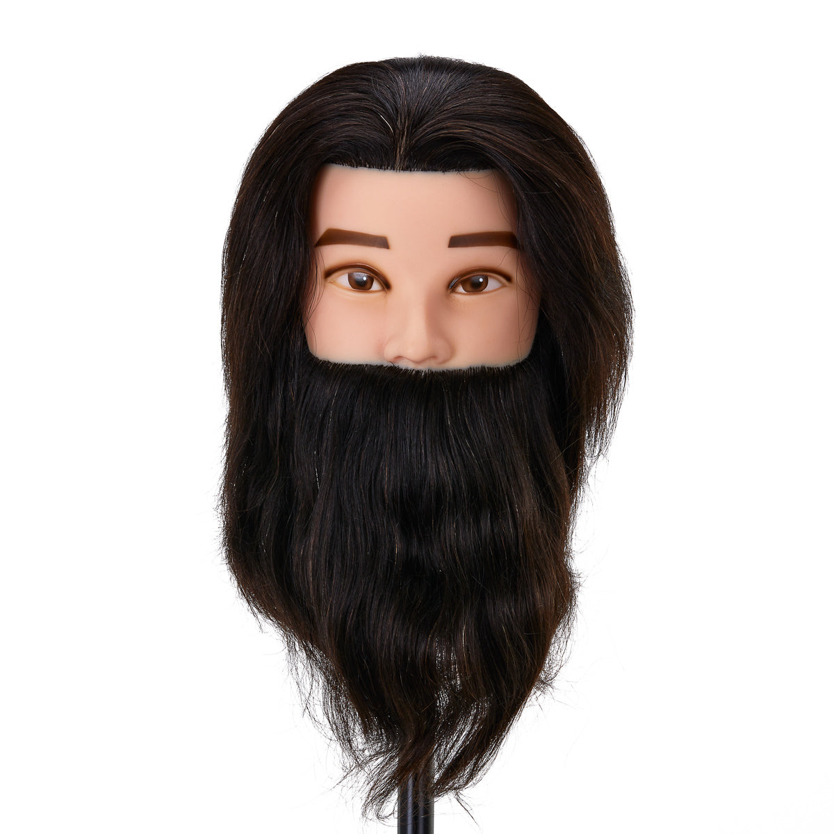 Testa di allenamento Gabbiano WZ4 con barba, capelli naturali, colore 1#, lunghezza 8"+6"