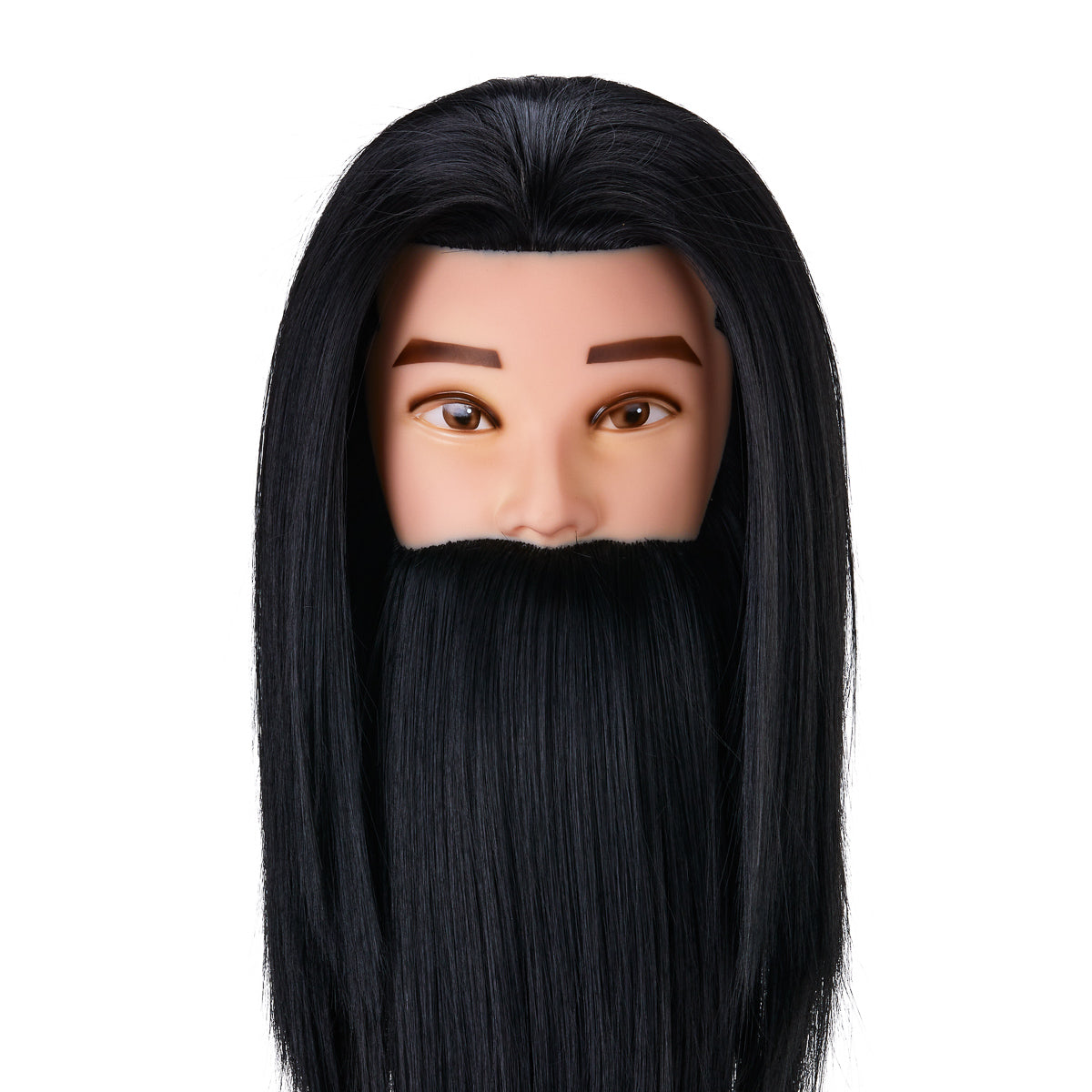 Testa di allenamento Gabbiano WZ4 con barba, capelli sintetici, colore 1#, lunghezza 8"+6"