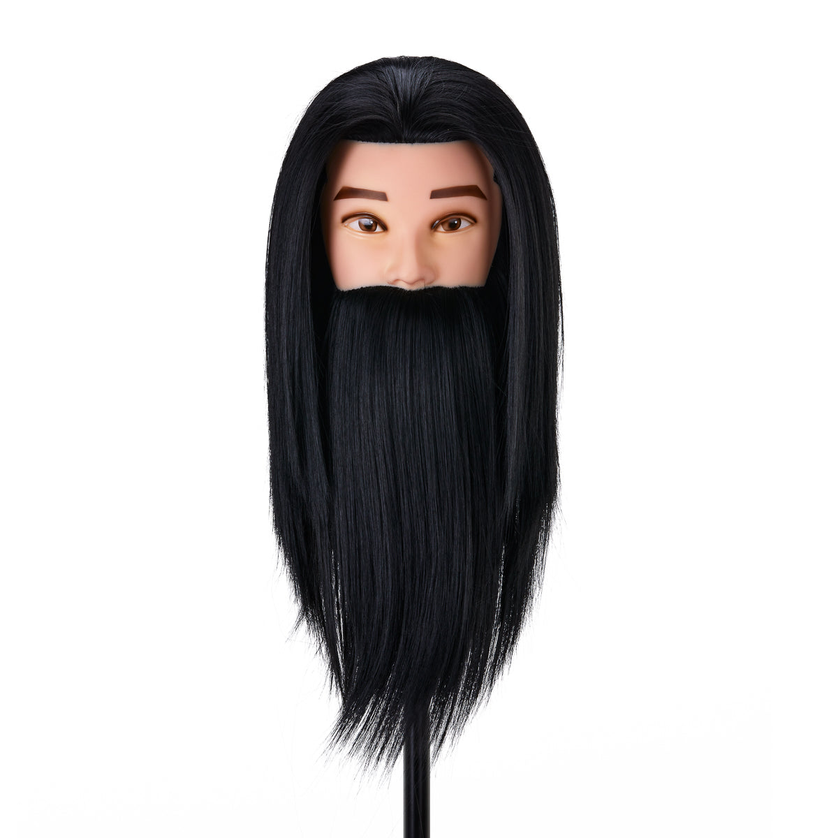Testa di allenamento Gabbiano WZ4 con barba, capelli sintetici, colore 1#, lunghezza 8"+6"