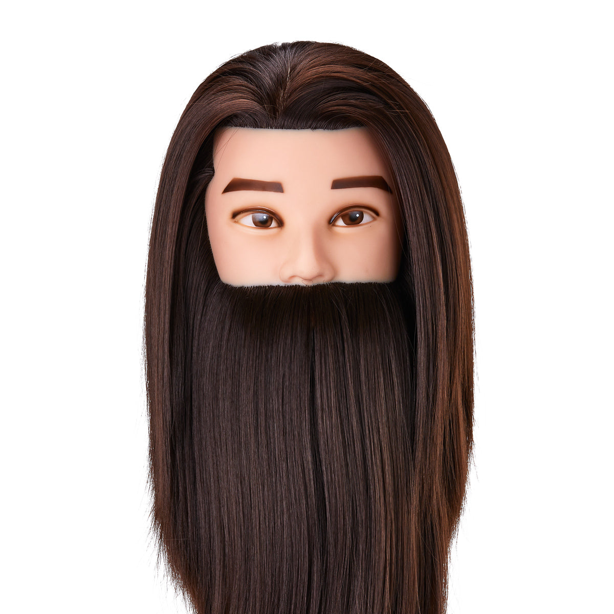 Testa da allenamento Gabbiano WZ4 con barba, capelli sintetici, colore 4#, lunghezza 8"+6"