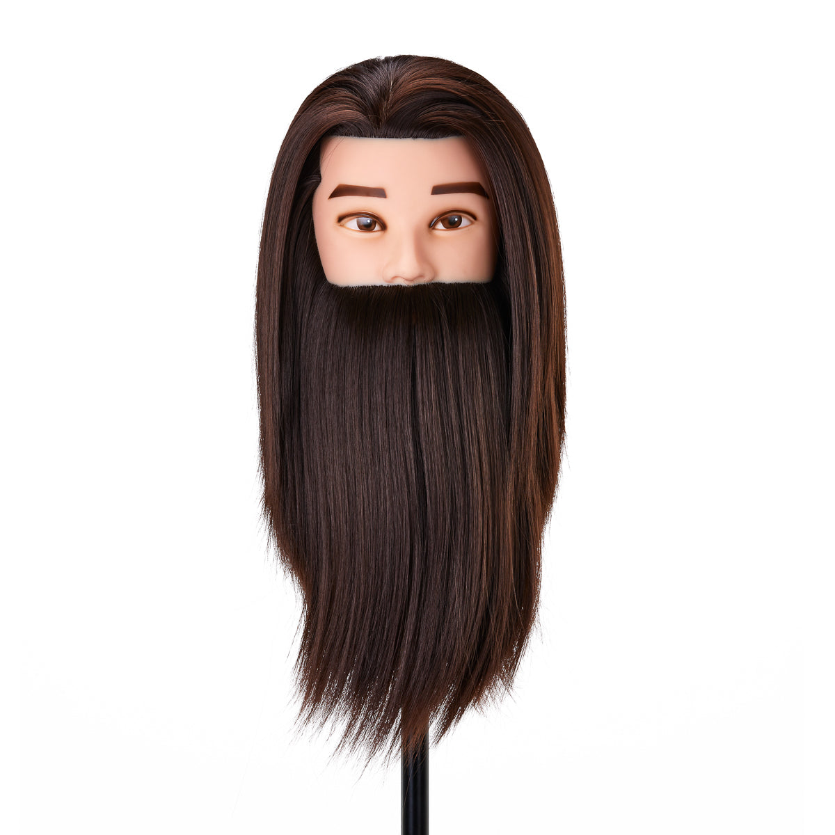 Testa da allenamento Gabbiano WZ4 con barba, capelli sintetici, colore 4#, lunghezza 8"+6"