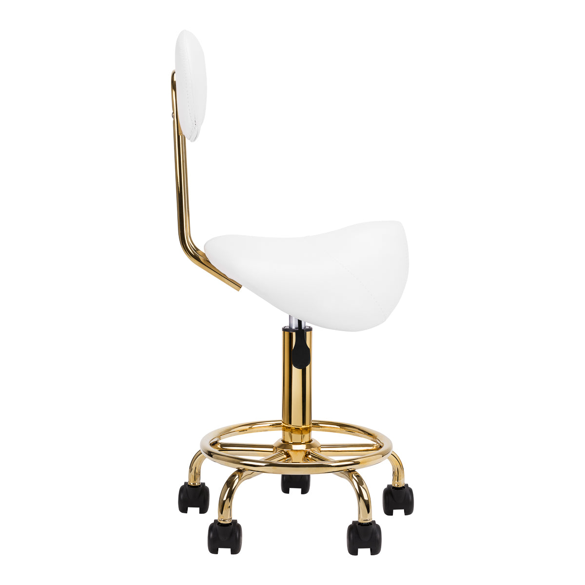 Sgabello Ergonomico con Ruote e Schienale 6001-G Oro-Bianco