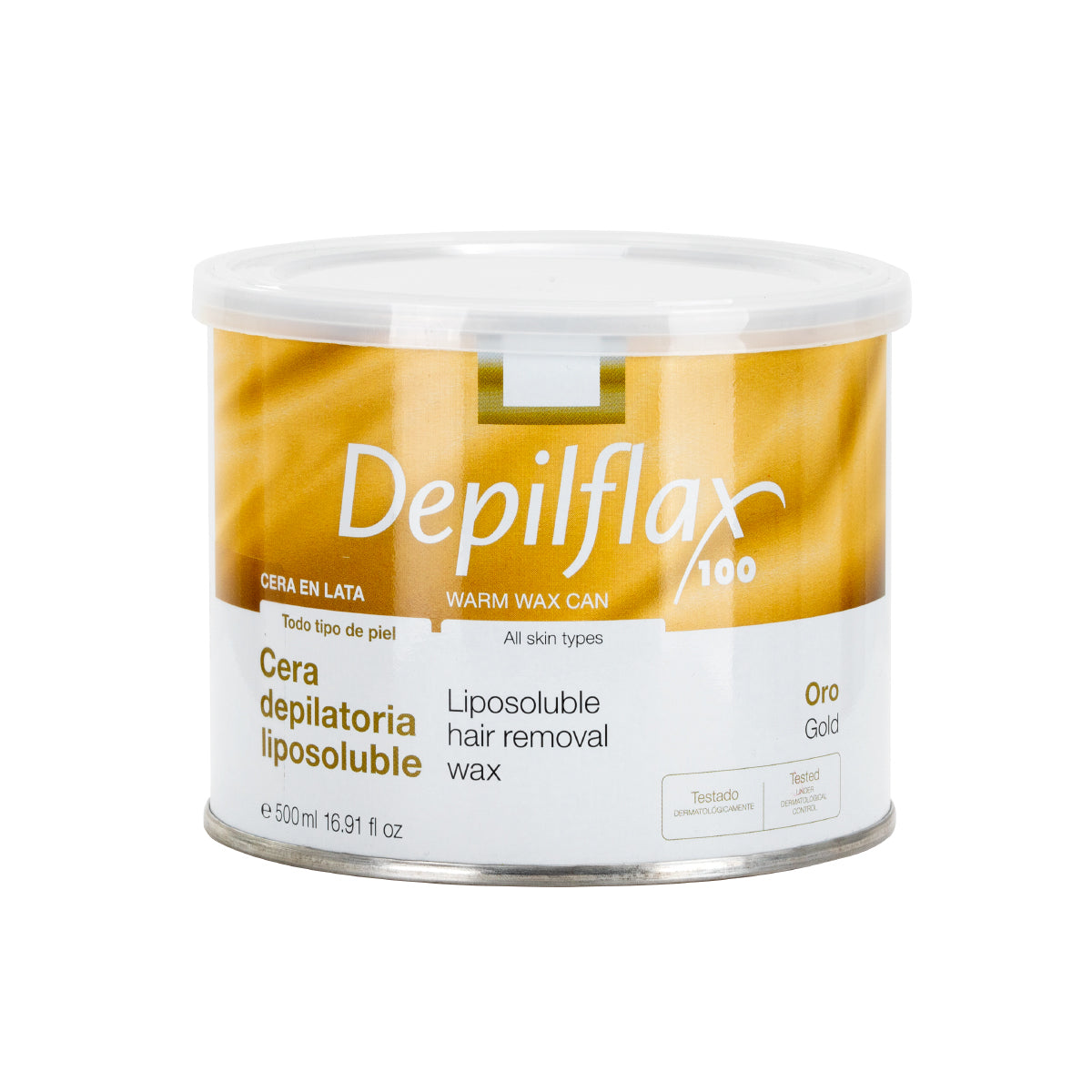Depilflax 100 cera per la rimozione dei peli barattolo oro 500 ml